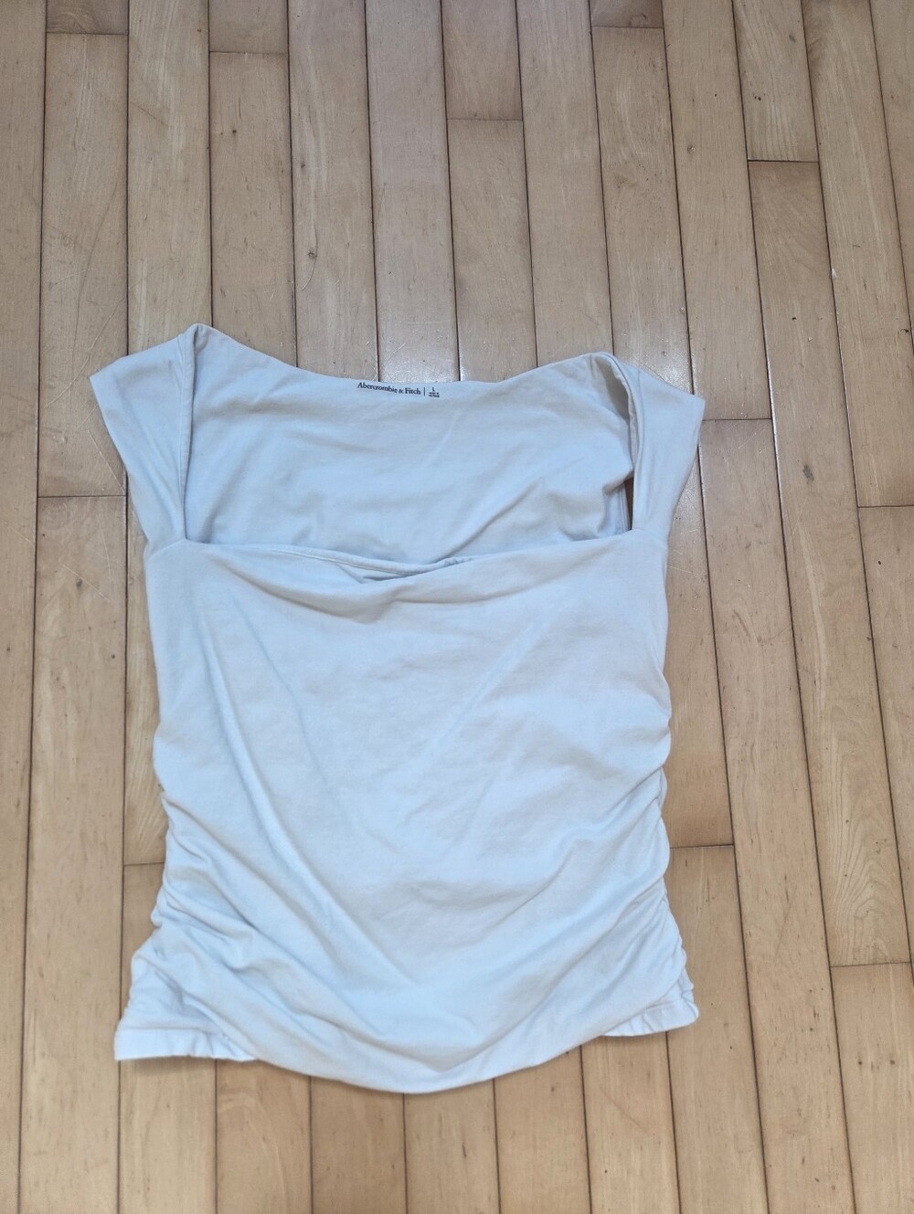 Abercrombie & Fitch White Ruched Tank Top